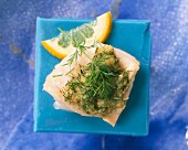 Fish fillet with a dill and horseradish crust