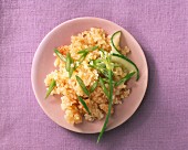 Bulgur with garlic chives and cucumbers