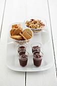 Chocolate dips, biscuits and nuts
