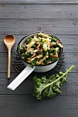 Penne with kale and bacon