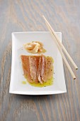 Raw tuna fish with pickled ginger