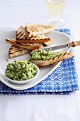 Green bean spread with grilled bread