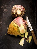 Turnips, partially peeled