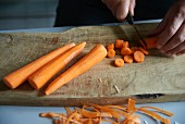 Carrots being sliced
