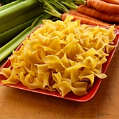Egg pasta, celery and carrots