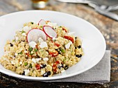 Quinoa salad with lentils and feta cheese