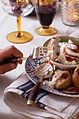 Profiteroles with fig cream