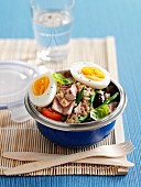 Salad nicoise with rice and tuna