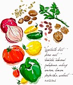 Vegetables and nuts (illustration)