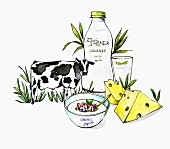Symbolbild für biologische Milchprodukte (Illustration)