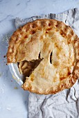 Homemade apple pie, sliced