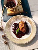 Chocolate mousse with blueberry compote (Sweden)