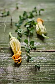 Courgette flowers and marjoram