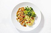 Chicken breast with tagliatelle and vegetables