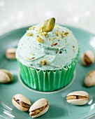 A pistachio cupcake
