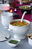 Soupe au pistou (vegetable stew with basil pesto, France)