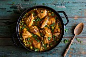 Chicken tagine with olives and rhubarb