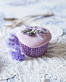 A lavender cupcake