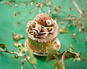 A hedgehog cupcake with chocolate and coffee cream