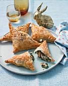 Spinach pockets with salmon and feta cheese