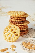 A stack of lattice biscuits