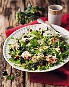 Watercress salad with blueberries and goat's cream cheese