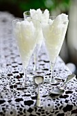 Lemon granita in champagne glasses
