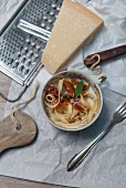 Tagliatelle with tomato ragout, sage and Parmesan cheese