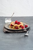 Raspberry pancakes with sugar