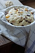 Unbaked yeast cake with dried fruits