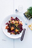 Beetroot salad with pineapple and pomegranate seeds