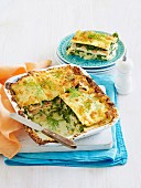 Salmon lasagne with ricotta and stem cabbage