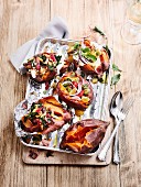 Stuffed, grilled sweet potatoes