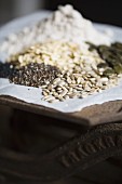 Sunflower seeds, chia seeds, pumpkin seeds, oats and wholemeal flour