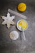 Lemon curd with biscuits and crème fraîche