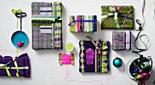 Gift-wrap ideas using fabrics and ribbons