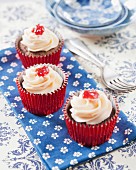 Chocolate and strawberry jam surprise cupcakes