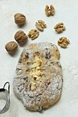 Ciabatta bread with cheese and walnuts