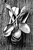 Antique spoons (black-and-white shot)