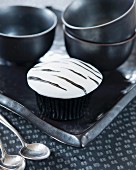 A zebra cupcake