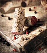 Wine corks on a chopping board
