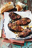 Stuffed aubergines with mozzarella and tomatoes