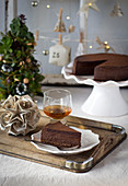 Spiced chocolate cheesecake with Christmas-cake crust