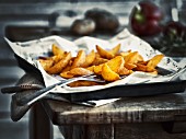 Country potatoes on a baking tray