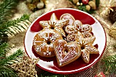 Lebkuchen (spiced soft gingerbread from Germany) decorated with icing