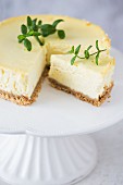 A sliced mojito cheesecake