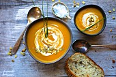 Butternut squash soup with pumpkin seeds