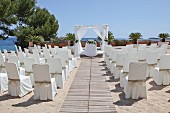 Beach location prepared for wedding
