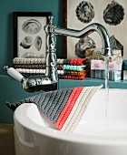 Crocheted tawashis (wash cloths) in a bathroom