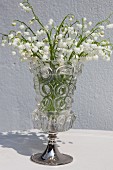 Glass vase of lily of the valley